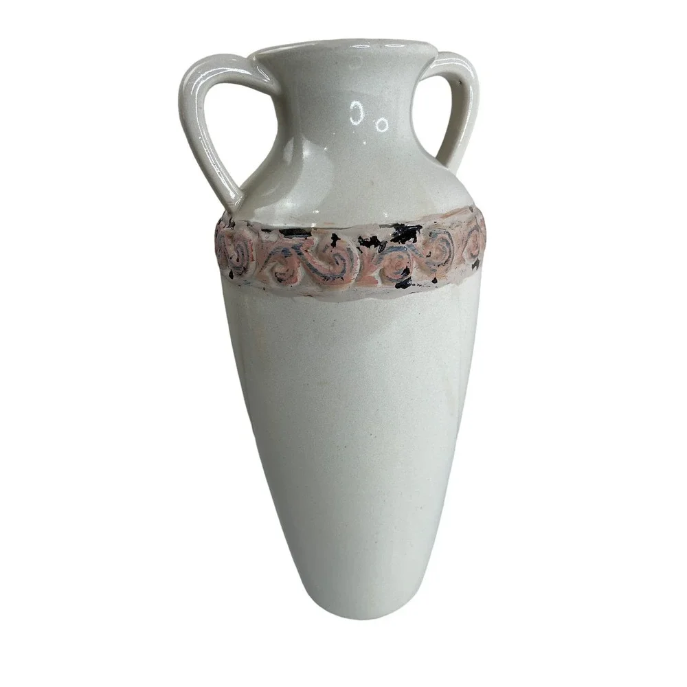 Decorative Vase Cream Tan Artistic Large‎ Classic Classy Vintage